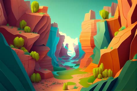 Paisaje de color pastel de ilustración 3d Foto Premium