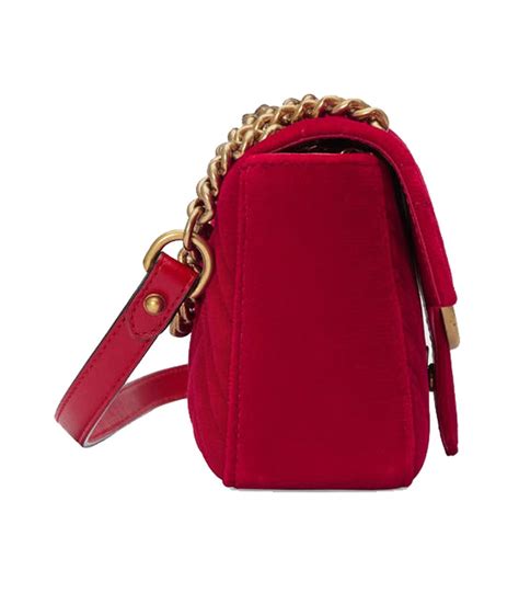 Gucci Red Gg Marmont Mini Velvet Bag Lyst