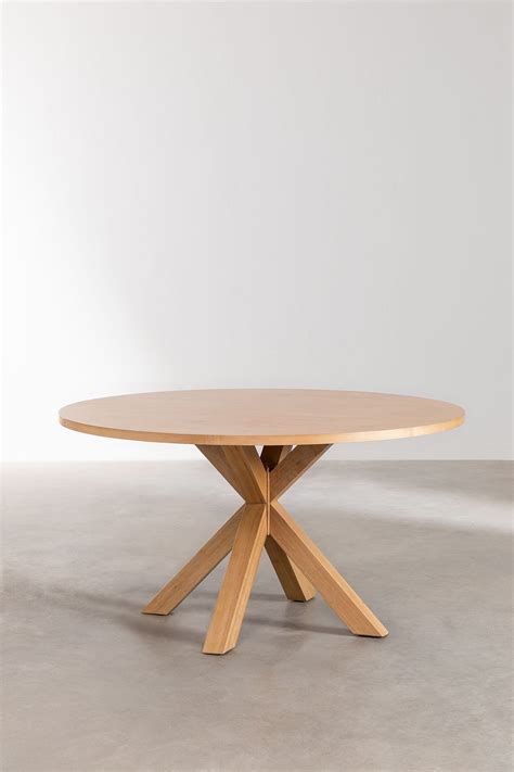 Conjunto de Mesa de Jantar Redonda em MDF Ø140 cm Pleven e 4 Cadeiras