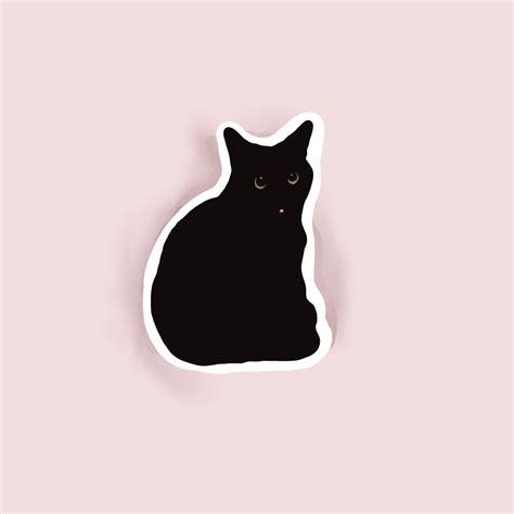 Black Cat Sticker Etsy In 2021 Black Cat Sticker Cat Stickers Black Cat