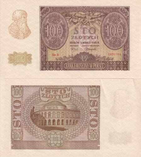 Poland 100 Zloty 1940 P 97 AUnc EBay