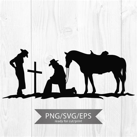 Praying Cowboy Svg Kneeling At The Cross Cowboy Kneeling Etsy