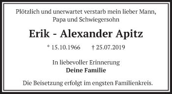 Traueranzeigen Von Erik Alexander Apitz M Rkische Onlinezeitung