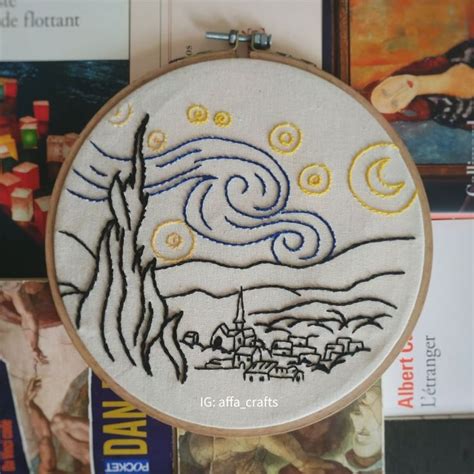 Embroidery Starry Night Van Gogh Simple Embroidery Hand Embroidery