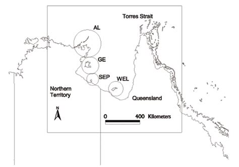 Map of the Gulf of Carpentaria, indicating the location of the Sir ...