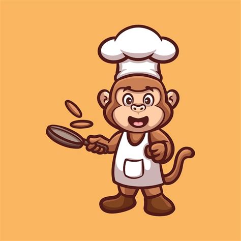 Premium Vector Monkey Cooking Creative Cartoon Illustration