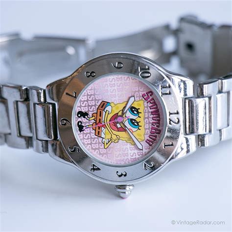 Vintage Spongebob Watch For Ladies 90s Stainless Steel Wristwatch Vintage Radar