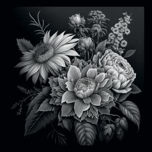 Grayscale Flowers Coloring Book For Adults 40 Beautiful Floral Designs