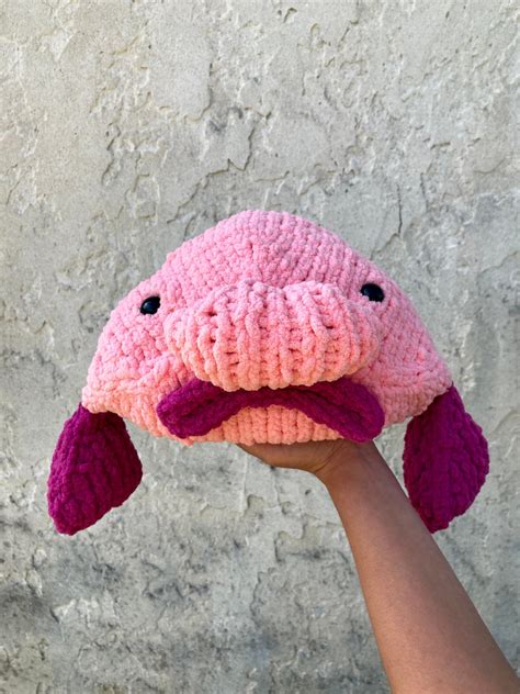 Mega Knit Blobfish Plushie Stuffed Toy Etsy