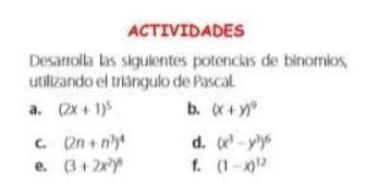 Desarrolla Las Siguientes Actividades De Potencias De Binomios