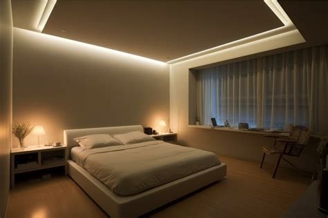 Modern residential bedroom lights. Generate AI (3525473)