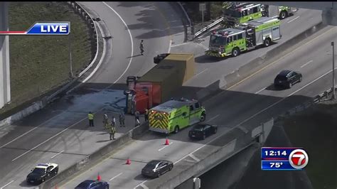 Overturned Tractor Trailer Causes Traffic Delays Along Golden Glades