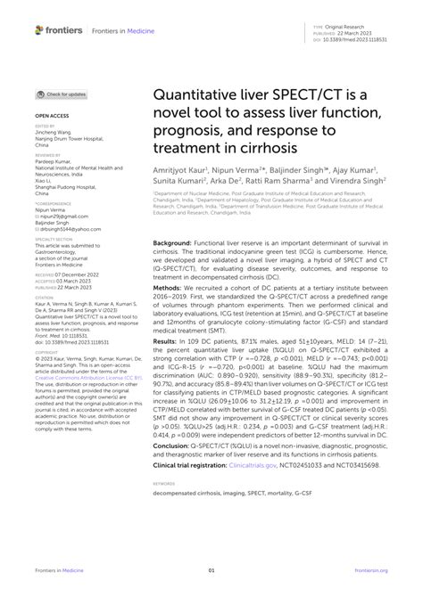 Pdf Quantitative Liver Spectct Is A Novel Tool To Assess Liver