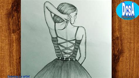 How To Draw A Girl Backside With A Beautiful Dress Girl Drawing