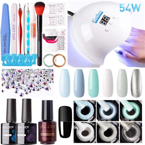 Gellen Gel Nail Polish Starter Kit - Upgraded 54W UV/LED Nail Lamp 6 ...