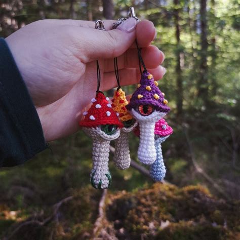 Crochet Mushroom PATTERN Halloween Spooky Keychain Mini Etsy UK