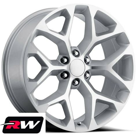 22 Inch Chevy Tahoe Oe Replica Snowflake Wheels Silver Machined Rims 22x9