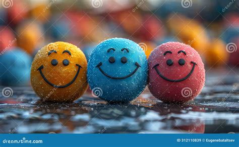 Colorful Smiley Face Balls Expressions Of Joy And Positivity Playful