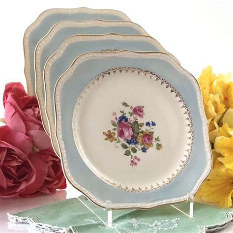 Square Salad Plates Chateau Blue Homer Laughlin Eggshell Georgian