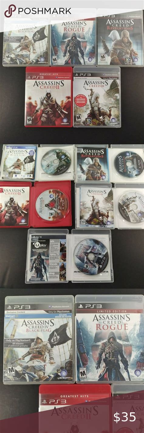 Lot Of 5 Assassins Creed Ps3 Games Creed 2 And 3 Black Flag Rogue