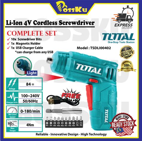 Total Li Ion Cordless Screwdriver V Tsdli Lazada