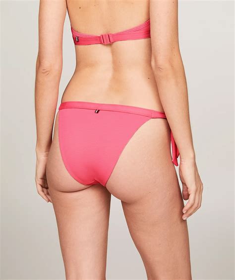 Tommy Hilfiger Slip Bikini Con Laccetti E Logo Rosa Donna