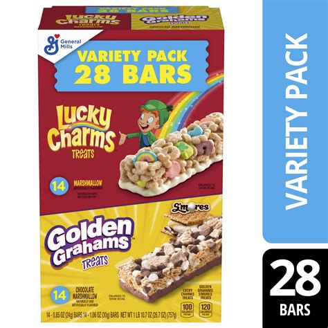 Golden Grahams Lucky Charms Breakfast Cereal Treat Bars Variety Pack