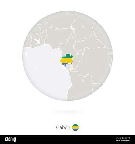 Mapa De Gabón Y Bandera Nacional En Círculo Mapa De Gabón Con Bandera