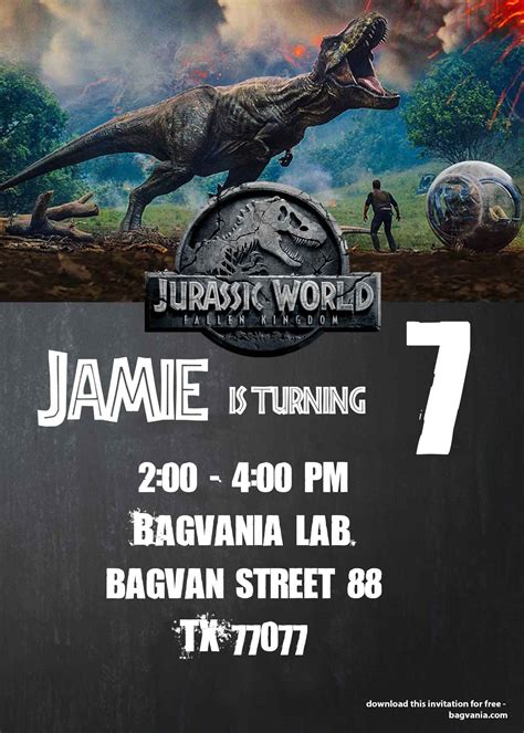 Jurassic World Fallen Kingdom Birthday Party Ideas Free Invitation Included Download