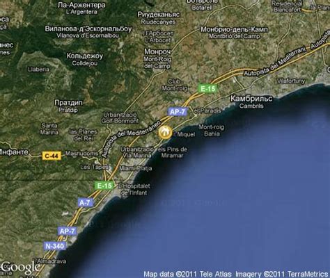 Costa Dorada: video, popular tourist places, Satellite map - Catalunya ...