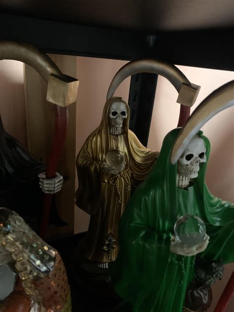 Some Of The Beautiful Santa Muerte Statues And Other Saints And Angels At