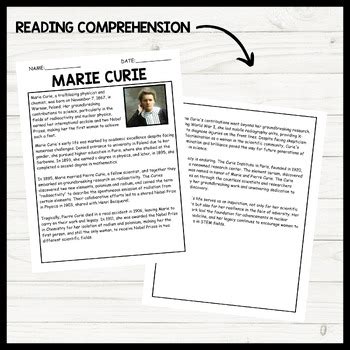 Marie Curie Biography Women S History Month Reading Comprehension Passages