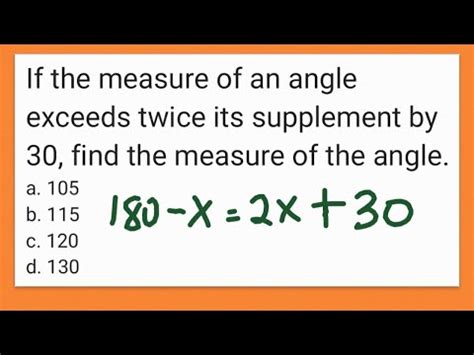measure   angle exceeds   supplement   find
