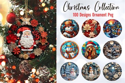 Bundle 100 Designs 3d Christmas Ornament Sublimation Png