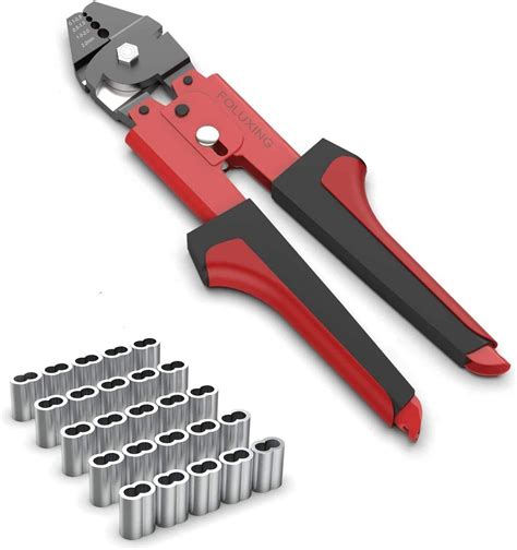 FOLUXING 2 In 1 Wire Rope Crimping Cutting Tool With 50 PCS 1 16 And 50