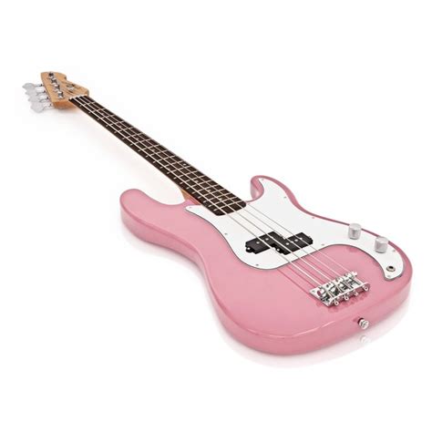 La Bass Guitar By Gear4music Pink Nearly New At Gear4music