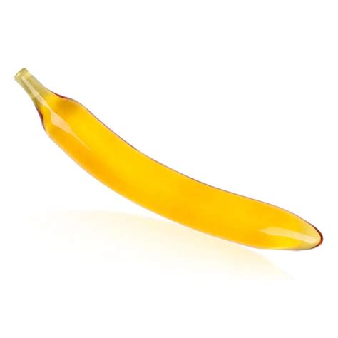 Yellow Banana Transparent Dildo Pyrex Glass Huge Dildos Crystal