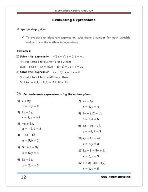 Clep College Algebra Prep 2020 A Comprehensive Review And Step By Step