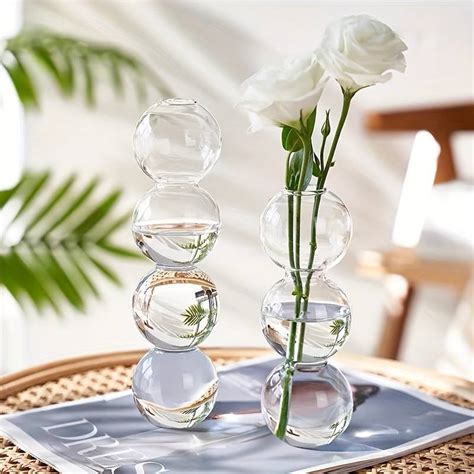 Boho Clear Glass Vase For Flower Arrangements And Home Decor