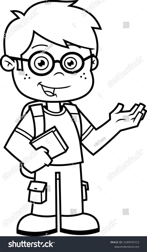 Outlined Happy School Boy Cartoon Character Stock Vector Royalty Free