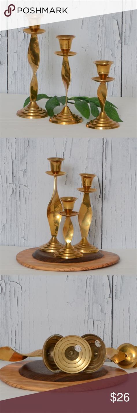 3 Pc Set Brass Candle Holder Made In India 3 Pc Set Brass Candle Holder Made In