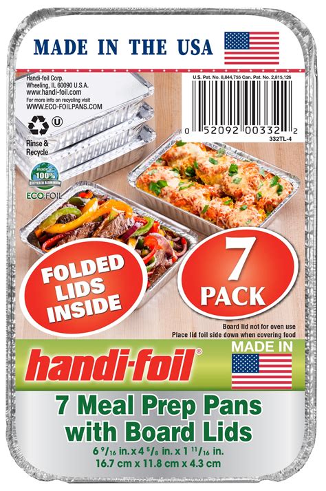 Handi Foil Aluminum Meal Prep Storage Pan With Folded Lids 7 Count