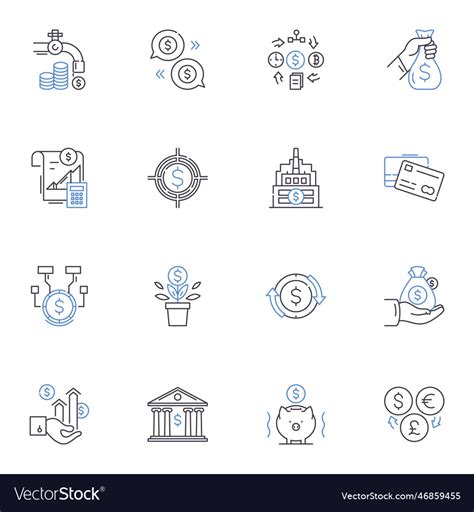 Finances Line Icons Collection Budgeting Vector Image