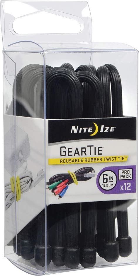 Nite Ize Original Gear Tie Reusable Rubber Twist Tie 6 Inch Black