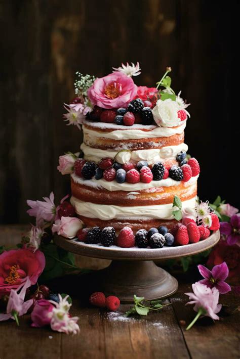 Berry Compote Naked Cake Wholesome Delight With Vanilla Sponge And