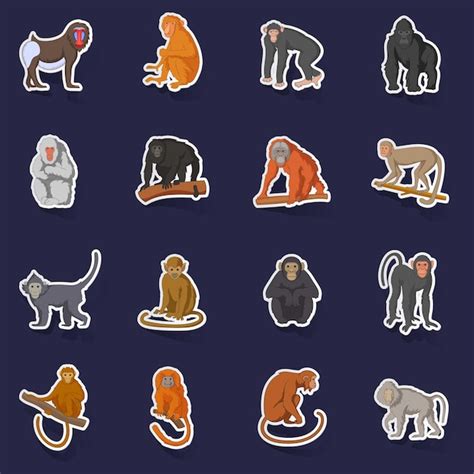 Premium Vector Different Monkeys Icons Set Vector Sticker