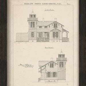 BALLAST POINT LIGHTHOUSE, California Drawing and Plan of the Lighthouse ...