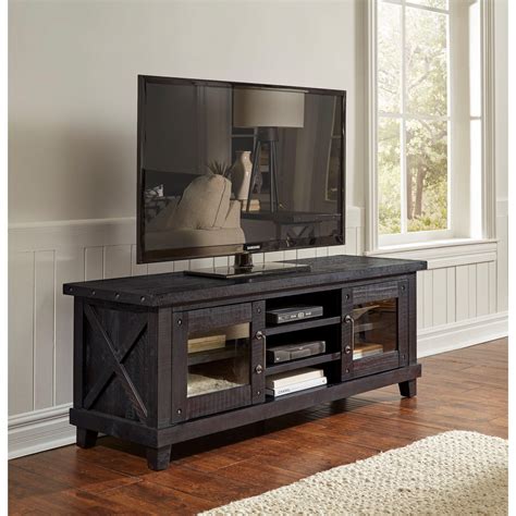 Modus International Yosemite Solid Wood Media Console In Rustic Black