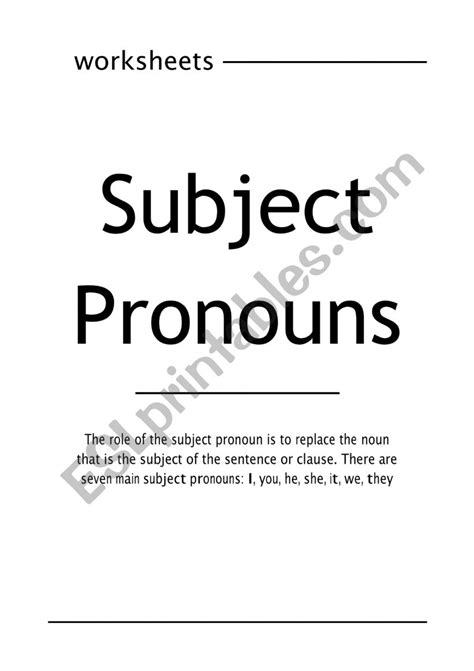 Subject Pronoun Esl Worksheet By Cyssamorais72