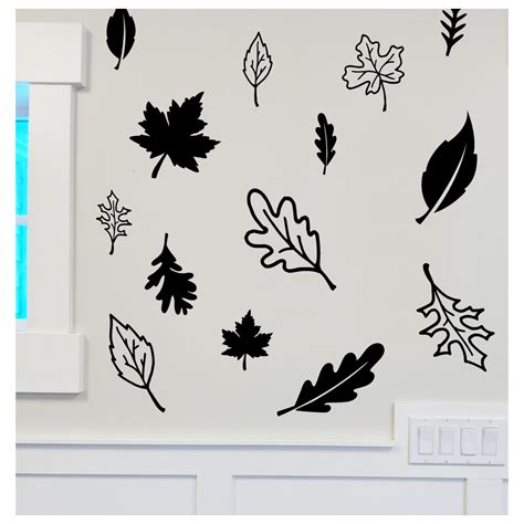 Fall Autumn Leaves Vinyl Wall Decals Thanksgiving Decor Removable Door ...